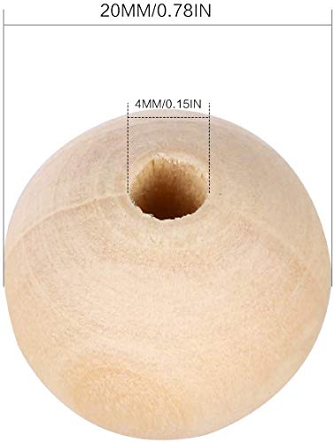 100 Piezas Abalorios Madera Natural Cuentas de Madera 20mm Cuentas Madera Redondas para las Decoraciones Hechas a mano de Bricolaje Joyería Artesanal Haciendo