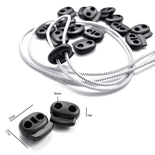 100 piezas de tapón de cable negro de un solo orificio tapón de cable de mochila 2 orificios zapatos cordón de cierre de extremo