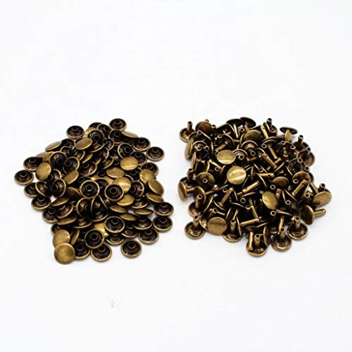 100 Unids Metal Doble Cara Remaches Tubulares Stud para La Bolsa De Cuero Bolsa De Ropa - Bronce, 10x10mm