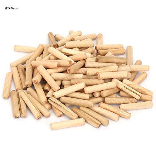 100Pcs Pasadores de Madera,M6 M8 M10 Tacos de Madera Redondos con Estrías con Extremos Biselados para Construcción de Juntas de Madera Fuerte(8 * 40mm)