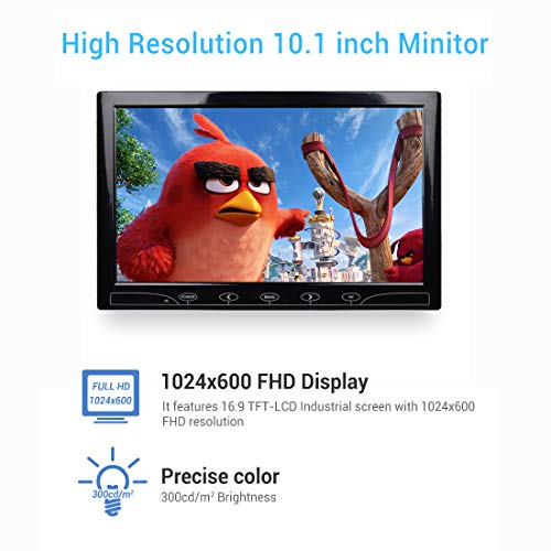 10.1 Pulgadas LCD Monitor, 1024x600 HDMI Pantalla con Control Remoto & Entrada de HDMI/Audio/VGA/AV/para PC,CCTV,DVR,DVD,Cámara de Seguridad