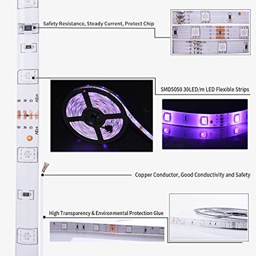 10M RGB Tira de LED 12V con Chip SMD 5050, ESEYE IP65 Impermeable Flexibles Multicolor 300 LEDs Strip Tiras Con Mando a Distancia y Adaptador Corriente Luce de LEDPara TV/Fiestas/Luz Ambiental