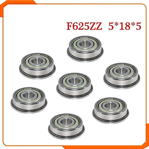 10pcs brida rodamientos de bolas F604ZZ F623ZZ F624ZZ F625ZZ F684ZZ F688ZZ impresoras 3D de piezas profundo del surco de la polea de rueda de aluminio Parte ( Color : 10PCS , tamaño : F625ZZ 5x18x5 )