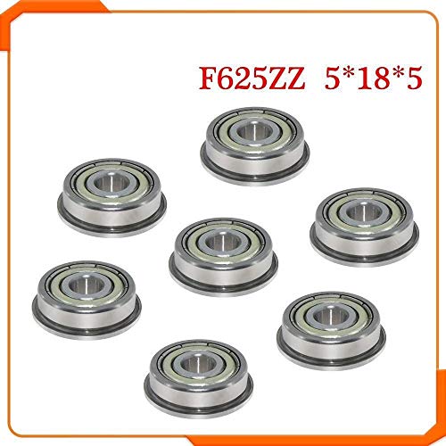 10pcs brida rodamientos de bolas F604ZZ F623ZZ F624ZZ F625ZZ F684ZZ F688ZZ impresoras 3D de piezas profundo del surco de la polea de rueda de aluminio Parte ( Color : 10PCS , tamaño : F625ZZ 5x18x5 )