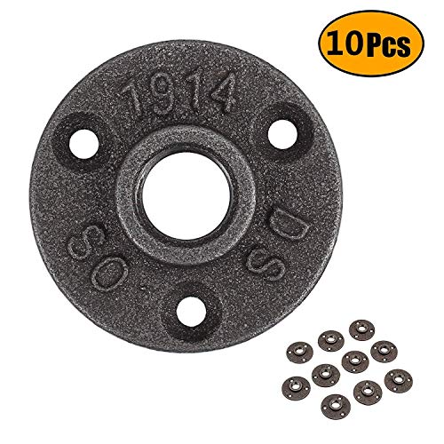 10pcs Montaje de Tubería 1/2'' BSP Estante de Pared de Hierro Fundido, Poweka Bridas de Tubería de Fundición Maleable con 3 Orificios Decoración (10 Piezas)