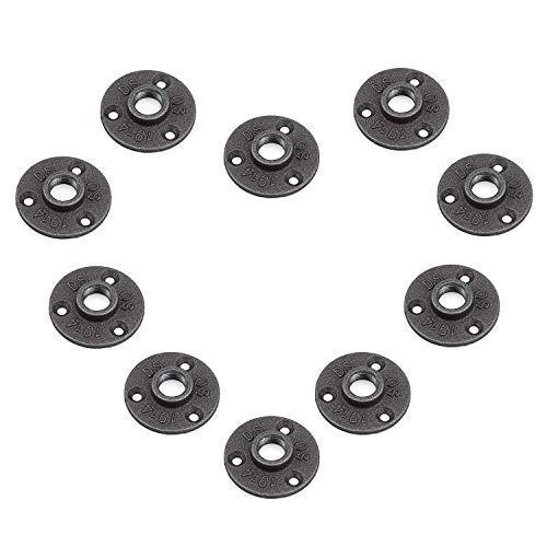 10pcs Montaje de Tubería 1/2'' BSP Estante de Pared de Hierro Fundido, Poweka Bridas de Tubería de Fundición Maleable con 3 Orificios Decoración (10 Piezas)