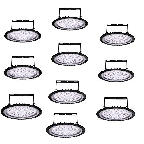 10pcs UFO LED Iluminación, 100W 200W LED UFO Lámpara Industrial, Blanco Frío 6000K Redondo Lampara Minera Brillante Iluminación Comercial Bahía Luces Almacén LED Lámpara (200W-Typ 2)