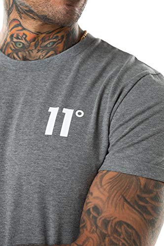 11 Degrees Camiseta Core Muscle Fit para hombre, color gris oscuro