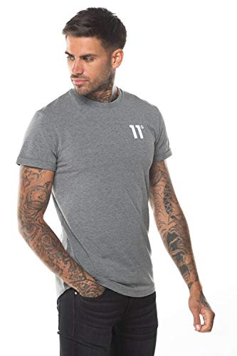 11 Degrees Camiseta Core Muscle Fit para hombre, color gris oscuro