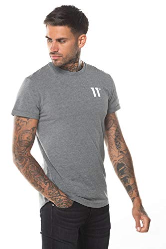 11 Degrees Camiseta Core Muscle Fit para hombre, color gris oscuro 11 Degrees Camiseta Core Muscle Fit para hombre, color gris oscuro