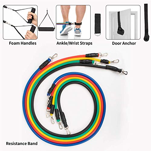 11 Piezas Bandas Elasticas Fitness Musculacion - Resistencia al Ejercicio Tubos de entrenamiento para deportes interiores o exteriores, fitness,fuerza y velocidad, gimnasio en casa o yoga