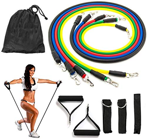 11 Piezas Bandas Elasticas Fitness Musculacion - Resistencia al Ejercicio Tubos de entrenamiento para deportes interiores o exteriores, fitness,fuerza y velocidad, gimnasio en casa o yoga