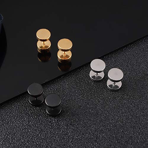 12 Pares Aretes Pendientes Piercing de Acero Inoxidable para Hombres Mujers Unisex Pendientes Oro Plata Negro Cruz Colgante Redondo Earrings