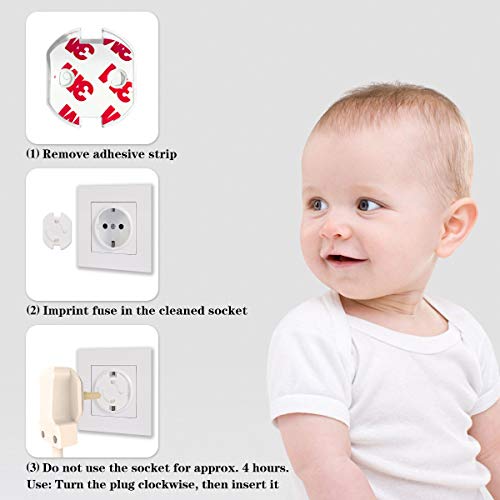 12 Protecciones para Esquinas + 12 Protector Enchufes + 2 Protectores Puerta, EJNOY 26 Pack Protecciones para Bebes y Niños con Adhesivo de 3M, Kit Protector Para Esquinas y Enchufes