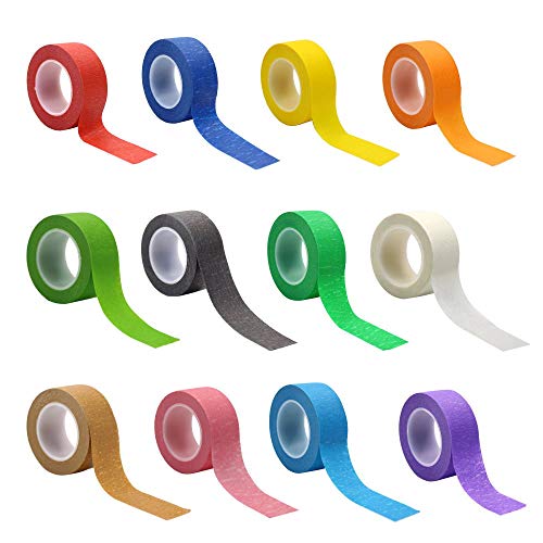 12 unidades de cinta adhesiva de 1 pulgada cinta de etiquetado de arte gráfico cinta de línea de tablero rollo para artes manualidades DIY, 12 colores