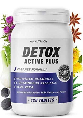 [120 Comprimidas] Nutrijoy - Detox Potente con Aloe Vera - Retencion de Liquidos Intensivo con Cardo de Leche - Detox higado