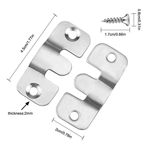 12pcs Colgar Cuadros, 45x20mm inoxidable Acero Pared Soporte de imagen,Oculto Enclavamiento Hebilla,Clip Z Enclavamiento Muebles Conector para Colgar y Marcos de Fotos Espejo