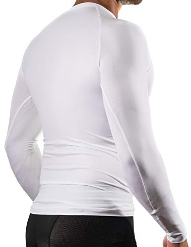 13MW Camiseta Térmica Profesional | Hombre | Tejido Reforzado | Transpirable (Blanco, M-L)