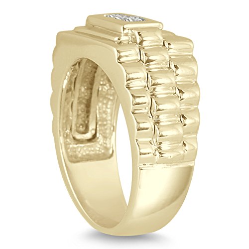 1/4 Carat TW hombre Rolex de diamante anillo en 10 K oro amarillo