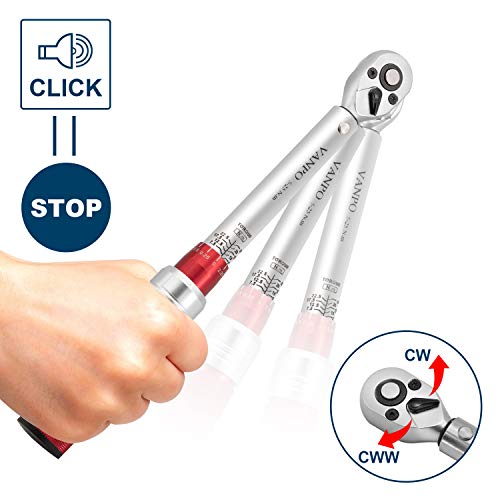 1/4" Llave Dinamométrica, VANPO Llave de Torque 5-25 Nm, Precisión ± 3%, 17 Piezas Mantenimiento Juego para Bicicleta, Coche, Moto con Barra de Extensión, 1/4" Llave de Ttrinquete, Puntas y Vasos 1/4" Llave Dinamométrica, VANPO Llave de Torque 5-25 Nm, Precisión ± 3%, 17 Piezas Mantenimiento Juego para Bicicleta, Coche, Moto con Barra de Extensión, 1/4" Llave de Ttrinquete, Puntas y Vasos
