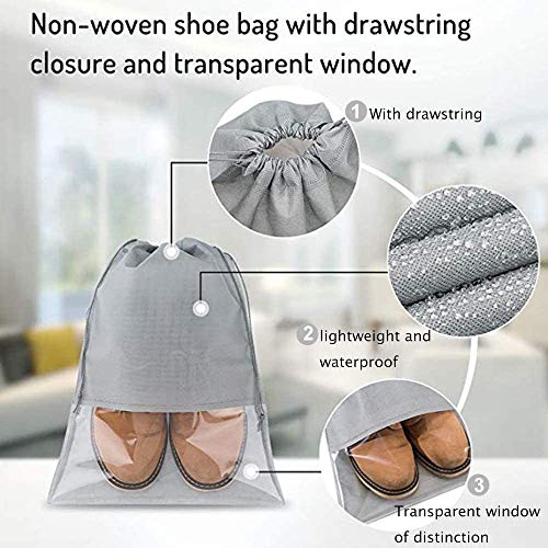 15 Piezas Bolsas de Zapatos, Zapatos de Viaje Bolsa de Acabado, Portátil a Prueba de Polvo Transpirable Bolsas de Viaje, Multifunción Bolsa Prueba de Polvo con Ventana Transparente