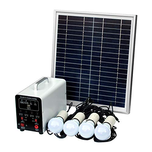 15 W off-Grid sistema de Solar con 4 LED luces, Panel Solar, batería y Cables - completo de accesorios de iluminación Solar