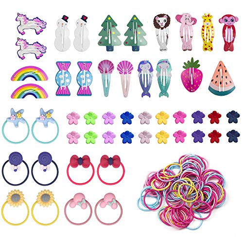 150 Piezas Accesorios Pelo Niña, GuKKK 20 Pcs Pinza de Pelo, 110 Pcs Gomas pelo Niña, 20 Pcs De Mini Clips De Pelo, Lazos de Pelo, Goma de Pelo Banda Elástica, Metal Pelo Horquillas, Pinzas Pelo Niña