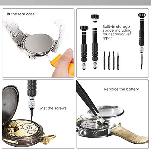 153 PCS Kit de reparación de Reloj Kit de Herramientas de reemplazo de batería de Reloj Multifuncional Juego de Herramientas de Pin de Enlace de Banda de Reloj 153 PCS Kit de reparación de Reloj Kit de Herramientas de reemplazo de batería de Reloj Multifuncional Juego de Herramientas de Pin de Enlace de Banda de Reloj