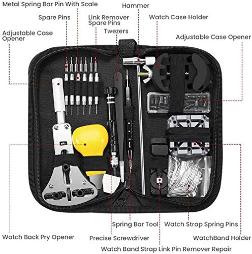 153 PCS Kit de reparación de Reloj Kit de Herramientas de reemplazo de batería de Reloj Multifuncional Juego de Herramientas de Pin de Enlace de Banda de Reloj