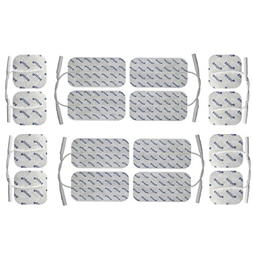 16 electrodos para electroestimuladores GLOBUS - Parches TENS EMS conexión universal banana - (8 * 50x50mm + 8 * 100x50mm) - almohadillas calidad axion