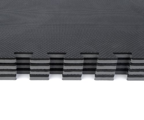 16 x Negro Colchonetas, Suelo para Gimnasio, EVA Puzzle 60cm x 60cm x12mm con Reverso Antideslizante, Certificacion Libre De Toxicos