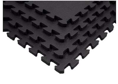 16 x Negro Colchonetas, Suelo para Gimnasio, EVA Puzzle 60cm x 60cm x12mm con Reverso Antideslizante, Certificacion Libre De Toxicos