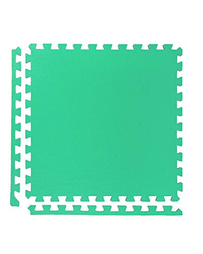 16 x Verde Colchonetas , Suelo Para Gimnasio, EVA Puzzle 60cm x 60cm x12mm Con Reverso Antideslizante, Certificacion Libre De Toxicos