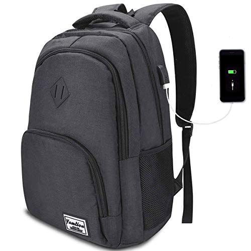 17 Pulgadas Mochila de Portátil con USB Puerto para Escolar Negocio- 35L (17.3 Pulgada, Negro de Carbono)