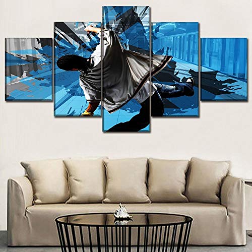 17rqqh Un Conjunto de 5 Piezas Blue Street Dance Poster Modern Canvas Printing Type Pintura para Sala de Estar Wall Art Pictures Home Decor Frame