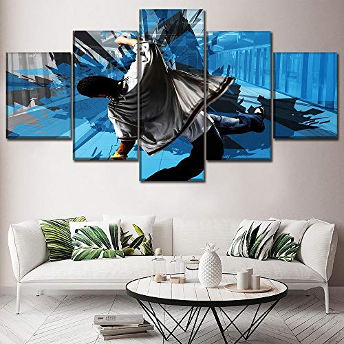 17rqqh Un Conjunto de 5 Piezas Blue Street Dance Poster Modern Canvas Printing Type Pintura para Sala de Estar Wall Art Pictures Home Decor Frame