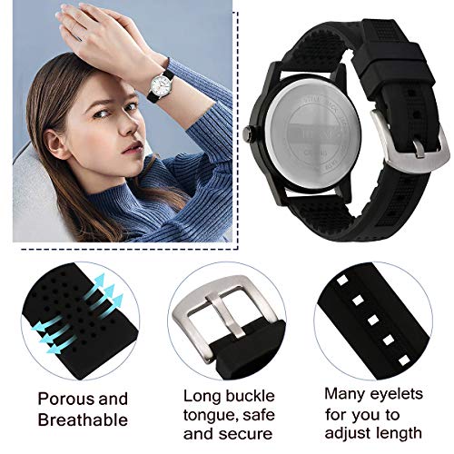 18 mm bandas de sustitución de silicio de goma negra dignas para los relojes inteligentes para mujer correas de silicona reloj deportivo