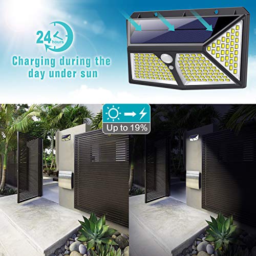 180 LED Luz Solar Exterior, Kilponen [Versión Mejorada 2500mAh] Foco Solar Exterior con Sensor de Movimiento Luces Solares Jardín Gran Ángulo 270ºde Iluminación Lámpara Solar Impermeable 2-Paquete