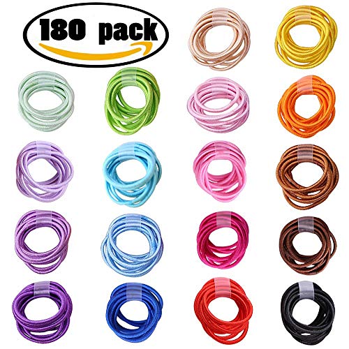 180 Unids 2.5mm Lazos para el Cabello del bebé Mezclar Colores Bandas Elásticas para el Cabello Soportes de cola de caballo Accesorios para el Cabello para Bebés Niñas Niños pequeños (18 colores)