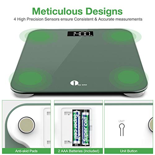 1byone Vasculas de Peso, Bascula de Baño, Balanza Peso Corporal, Pesos de Baño digital, Cinta Métrica Corporal y 2 Baterías, 180kg/400lb, Exportar datos como Excel-Verde medianoche 1byone Vasculas de Peso, Bascula de Baño, Balanza Peso Corporal, Pesos de Baño digital, Cinta Métrica Corporal y 2 Baterías, 180kg/400lb, Exportar datos como Excel-Verde medianoche