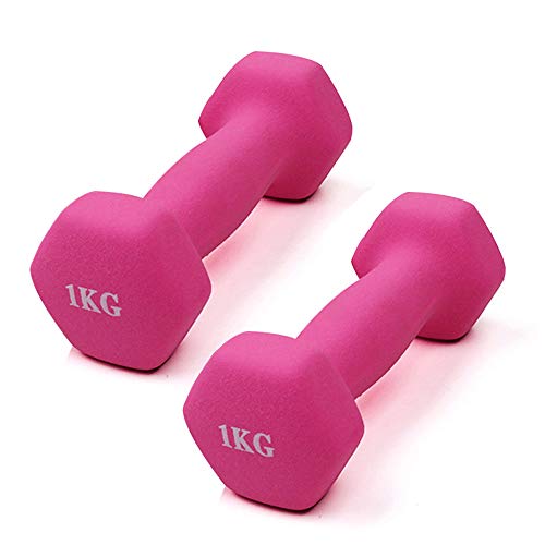 1kg Juego de Mancuernas Fitness Mancuernas Antideslizantes de Superficie Esmerilada para Hombres y Mujeres Ejercicio Pesas Deportivas Equipo de Musculación,Pink