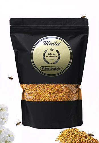 1kg - Miellet - Polen de abeja certificado 100% de origen español. Complemento alimenticio, rico en proteínas, vitaminas B1, B3, minerales, omega-3, fuente de fibras, cobre, manganeso y fósforo.