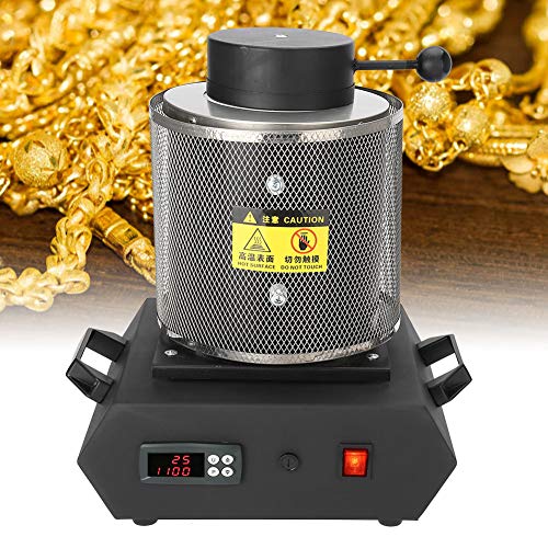 1KG/2KG Horno de fusión eléctrico Máquina de fundición automática digital para barra de vertido de joyas de metal dorado 1400W 1100 ℃(2KG, 220V UE)