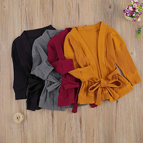 2-7Y Toddler Girls Boys Sweater Cardigans Solid Knit Long Sleeve Lace up Waist Combed Sweater Jacket Top,Black,3T 2-7Y Toddler Girls Boys Sweater Cardigans Solid Knit Long Sleeve Lace up Waist Combed Sweater Jacket Top,Black,3T