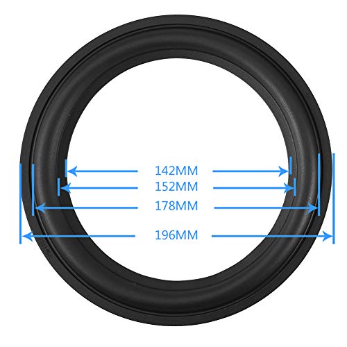 2 anillos de goma perforados con borde de espuma para altavoces o bricolaje (8 pulgadas)