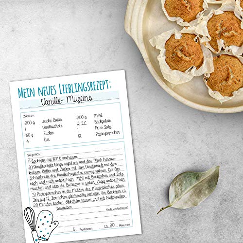 2 blocs de recetas de 50 hojas | dv_275 azul | DIN A5 | bloc de recetas, tarjetas de recetas mis recetas favoritas para cocinar, hornear, escribir uno mismo 2 blocs de recetas de 50 hojas | dv_275 azul | DIN A5 | bloc de recetas, tarjetas de recetas mis recetas favoritas para cocinar, hornear, escribir uno mismo