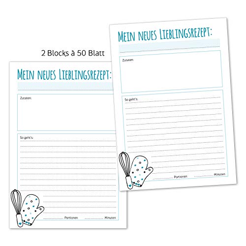 2 blocs de recetas de 50 hojas | dv_275 azul | DIN A5 | bloc de recetas, tarjetas de recetas mis recetas favoritas para cocinar, hornear, escribir uno mismo 2 blocs de recetas de 50 hojas | dv_275 azul | DIN A5 | bloc de recetas, tarjetas de recetas mis recetas favoritas para cocinar, hornear, escribir uno mismo