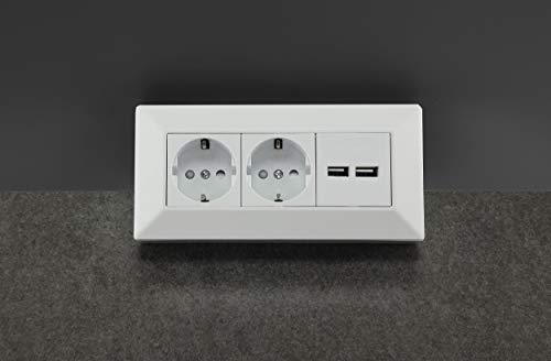 2 enchufes de Esquina para Mesa con 2 Puertos USB, 230 V, en ángulo de 45°, precableado, para Cocina o Taller, Color Blanco 2 enchufes de Esquina para Mesa con 2 Puertos USB, 230 V, en ángulo de 45°, precableado, para Cocina o Taller, Color Blanco
