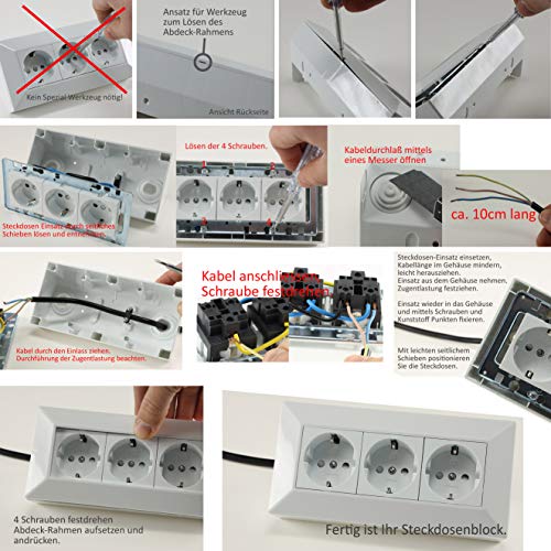 2 enchufes de Esquina para Mesa con 2 Puertos USB, 230 V, en ángulo de 45°, precableado, para Cocina o Taller, Color Blanco 2 enchufes de Esquina para Mesa con 2 Puertos USB, 230 V, en ángulo de 45°, precableado, para Cocina o Taller, Color Blanco