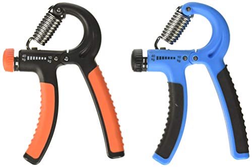 2 Pack Adjustable Hand Strengthener, FineGood Agarres mano Antebrazo Manos Muñeca Caucho Mango Grip Gripper Ejercitador Rango Resistencia 10-40kg para Mujeres Hombres Niños - Azul, Naranja